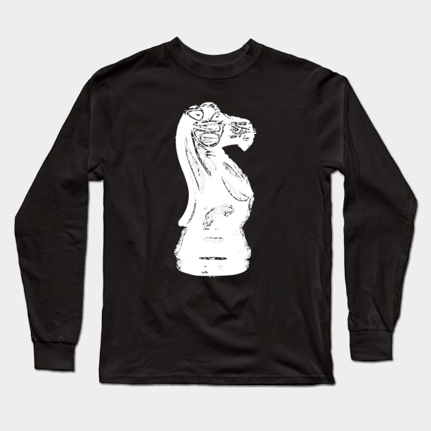 Chess knight design Long Sleeve T-Shirt by artbyluko